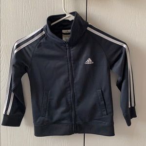 Adidas sport jacket little boy gray and white